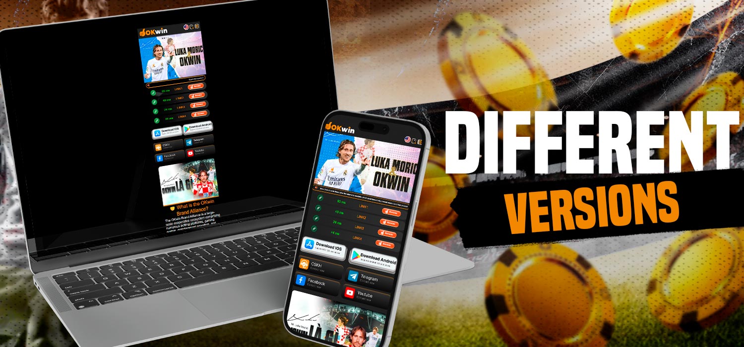 Different versions of the casino website and app.