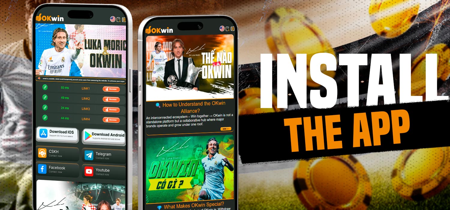 Installing the Ok Win gaming and betting app.