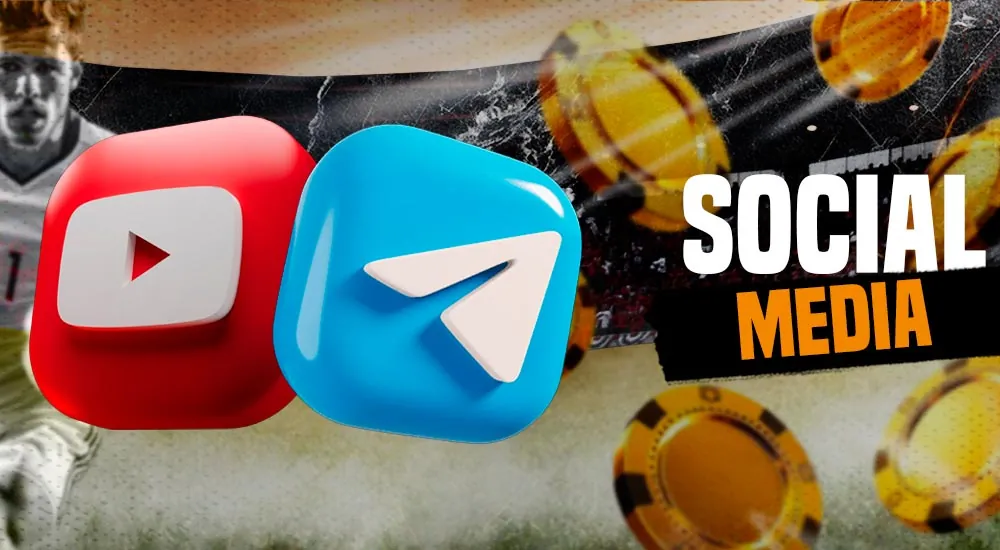 Links to the casino platform's social media accounts.